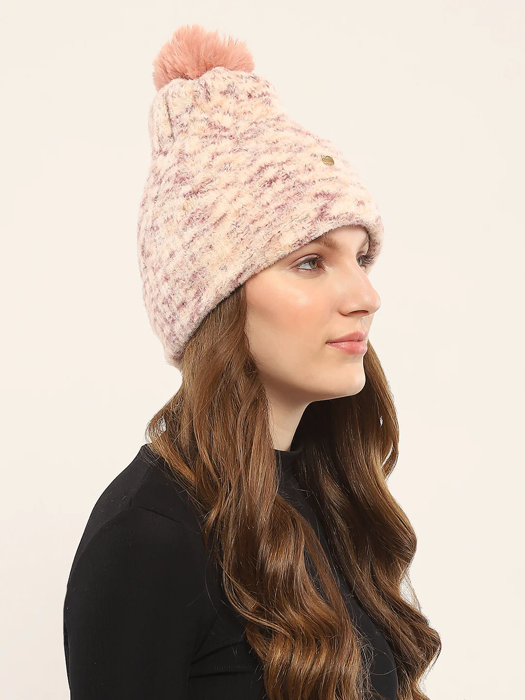Women Pink Self Design Cap - Image 4