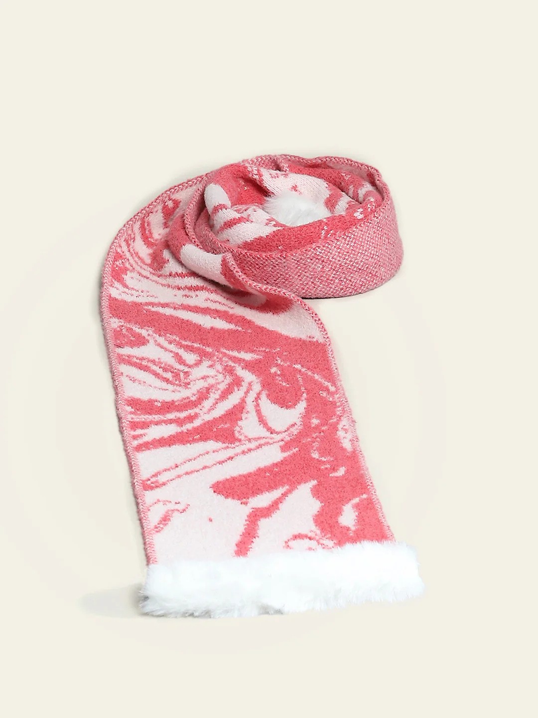 Women Pink Self Design Muffler - Image 6