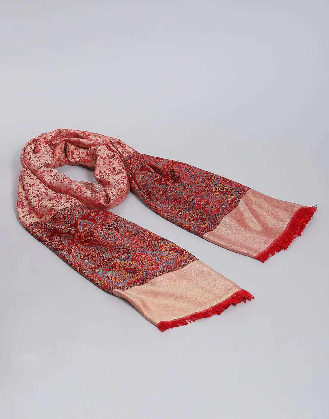 Women Pink Self Design Shawl - Image 6
