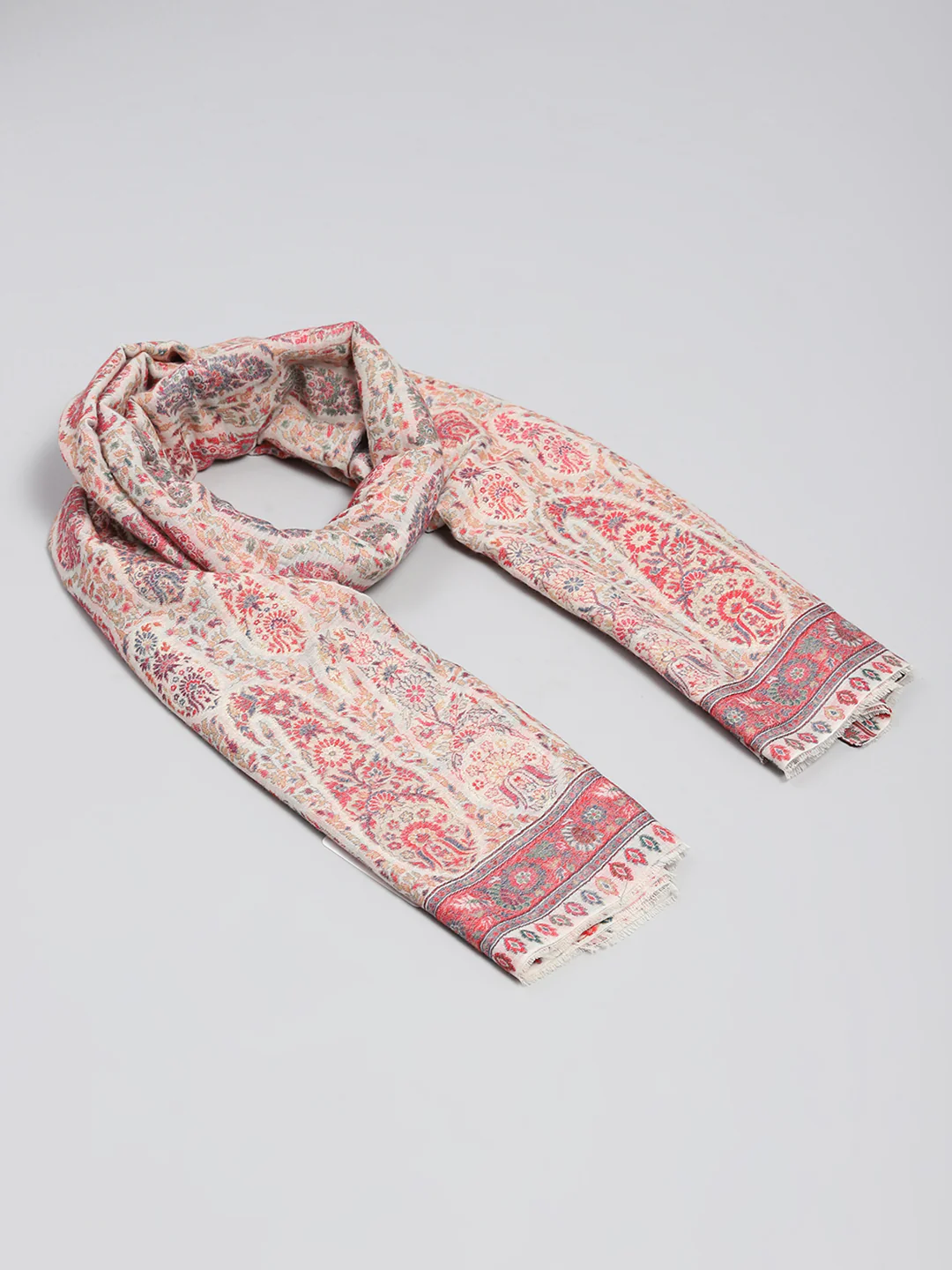 Women Pink Self Design Shawl - Image 2