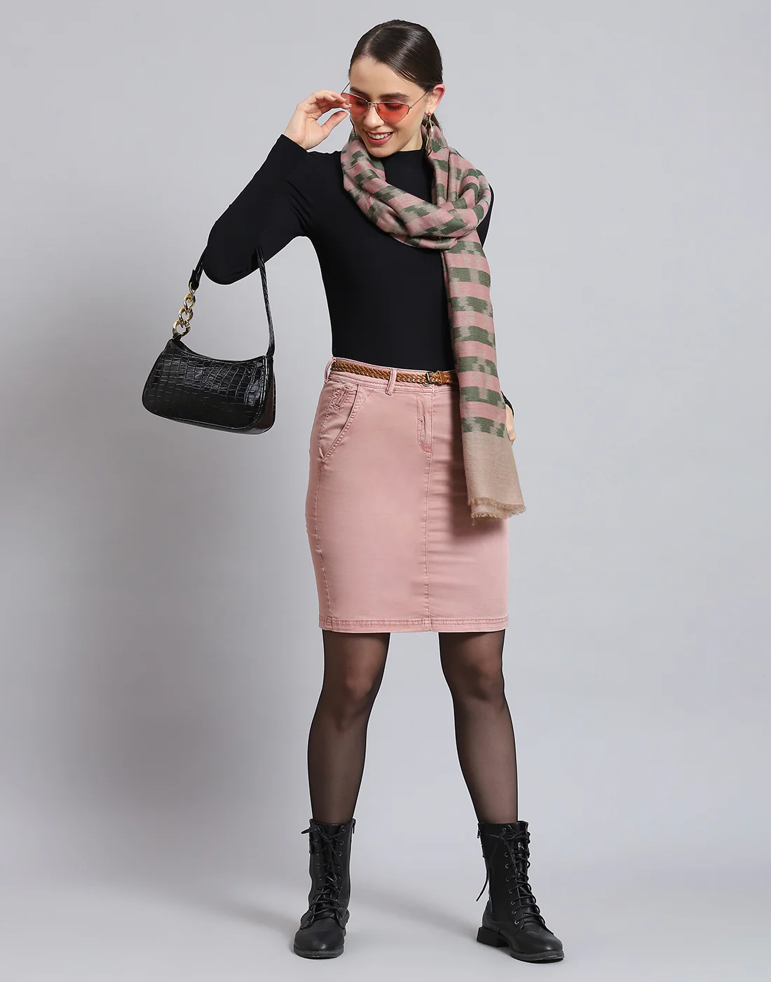 Women Pink Self Design Stole - Image 2