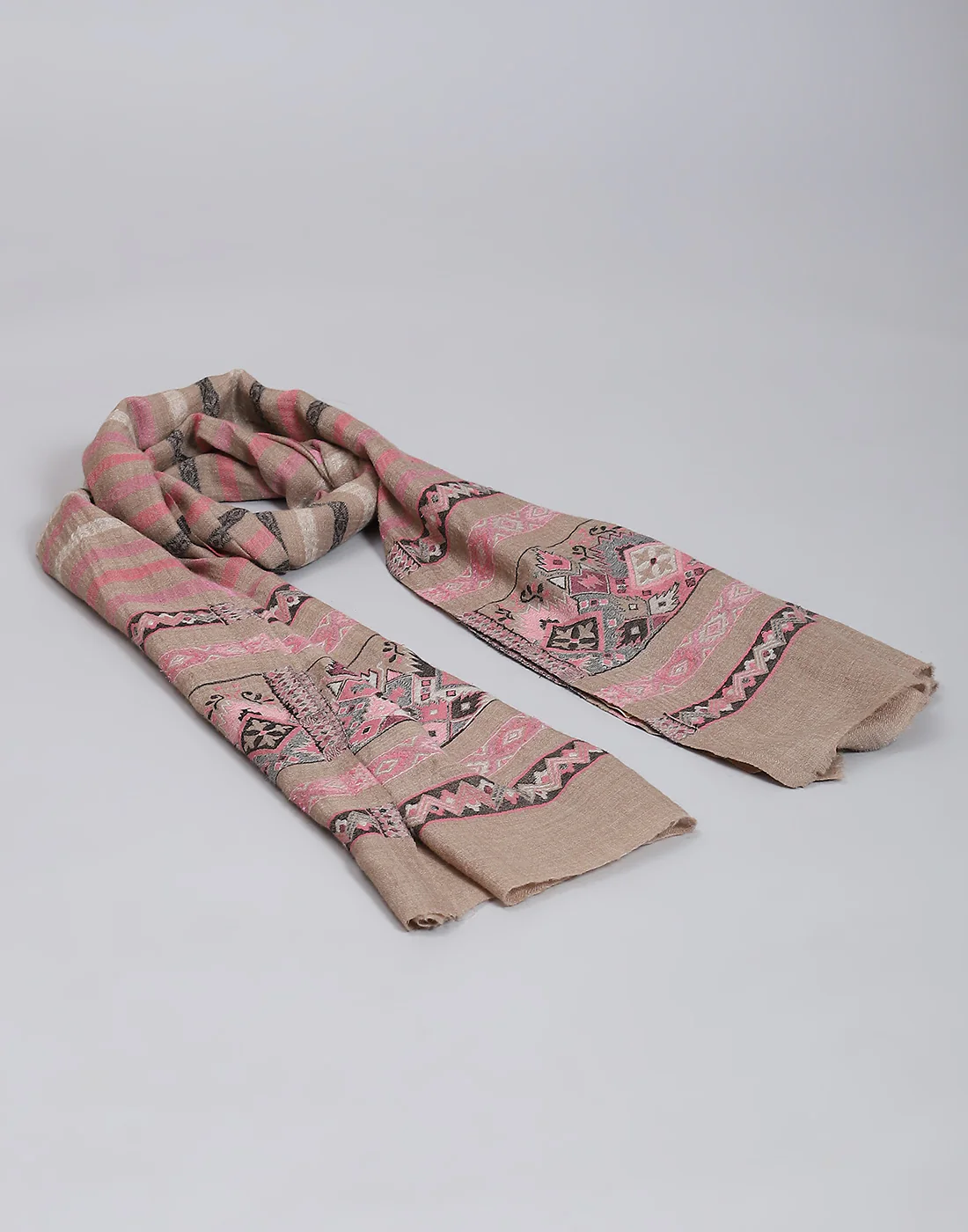Women Pink Self Design Stole - Image 7