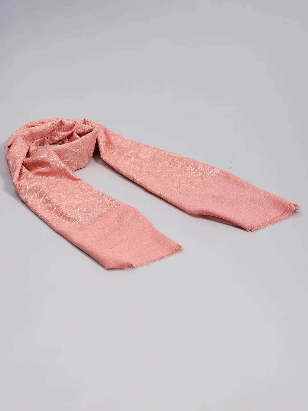 Women Pink Self Design Stole - Image 6