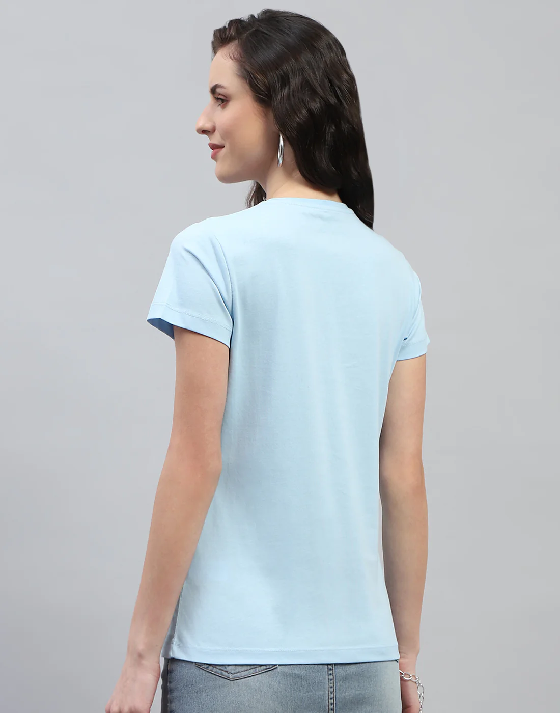 Women Pink & Sky Blue Solid Round Neck Half Sleeve Top (Pack of 2) - Image 10