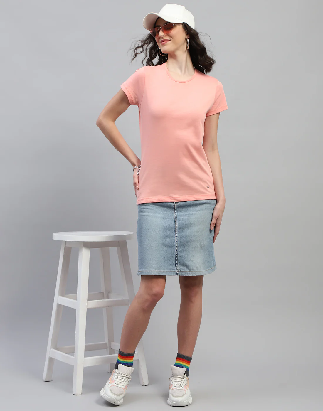 Women Pink & Sky Blue Solid Round Neck Half Sleeve Top (Pack of 2) - Image 3
