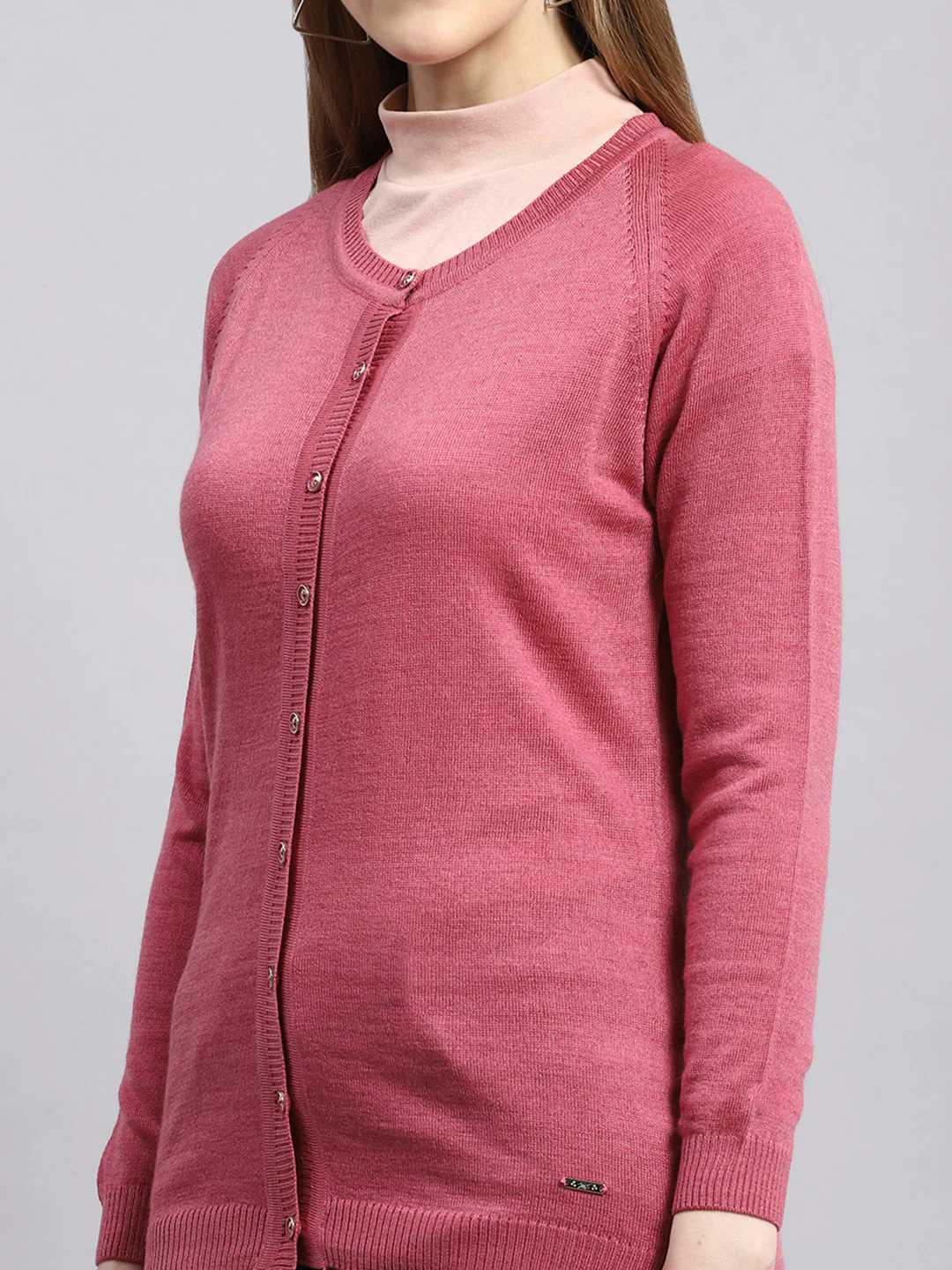 Women Pink Solid Cardigan - Image 6