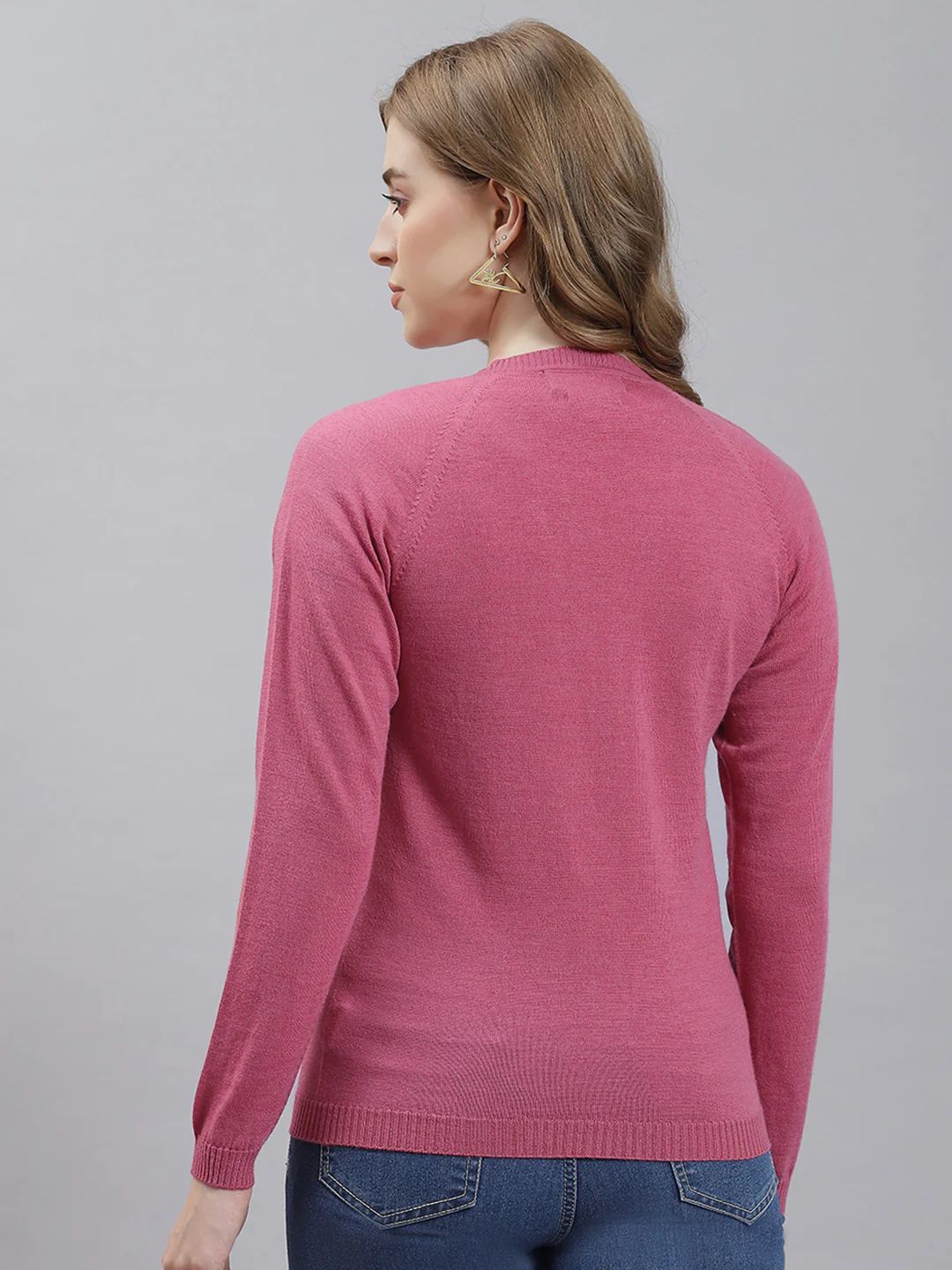 Women Pink Solid Cardigan - Image 5