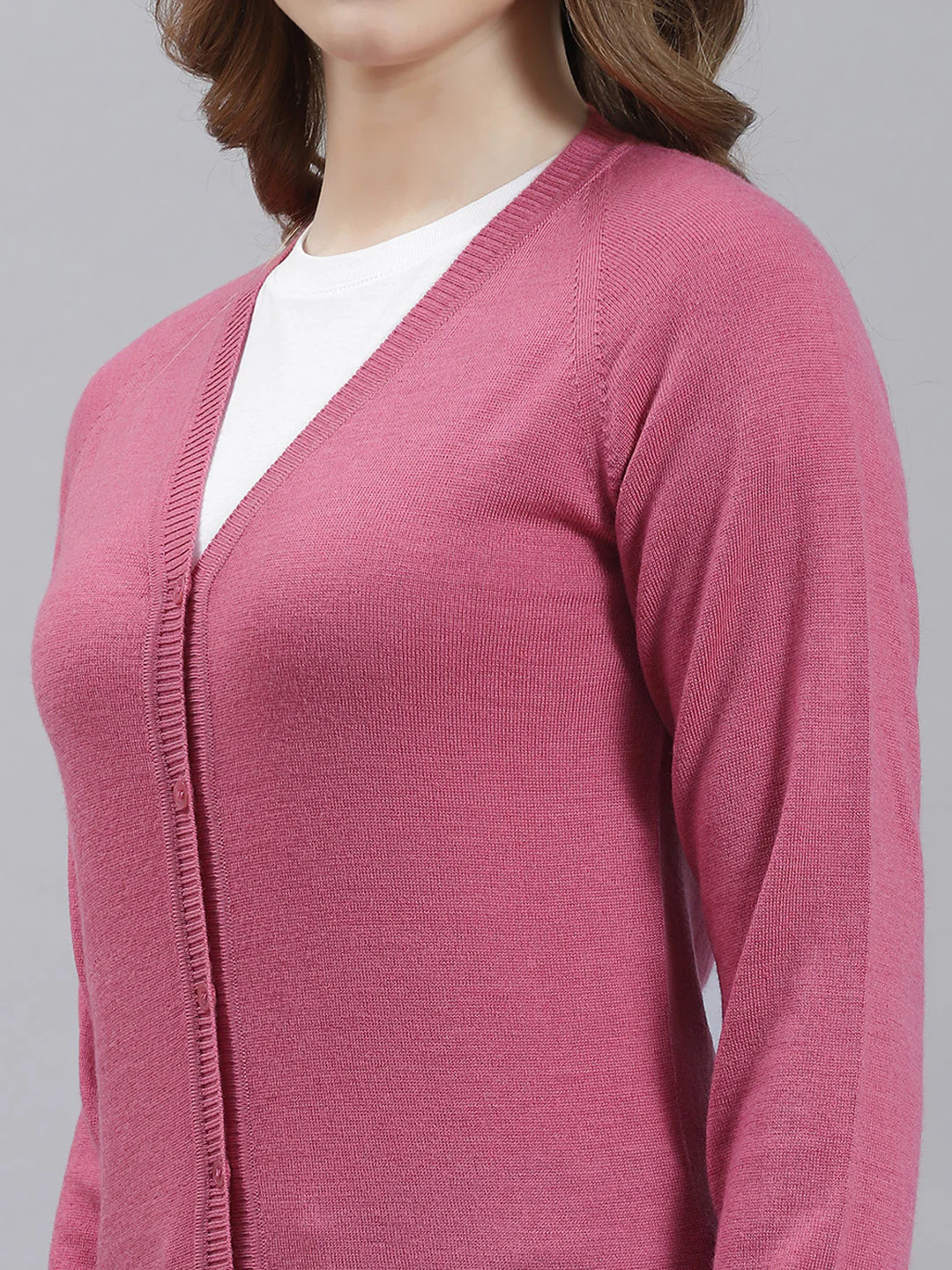 Women Pink Solid Cardigan - Image 6