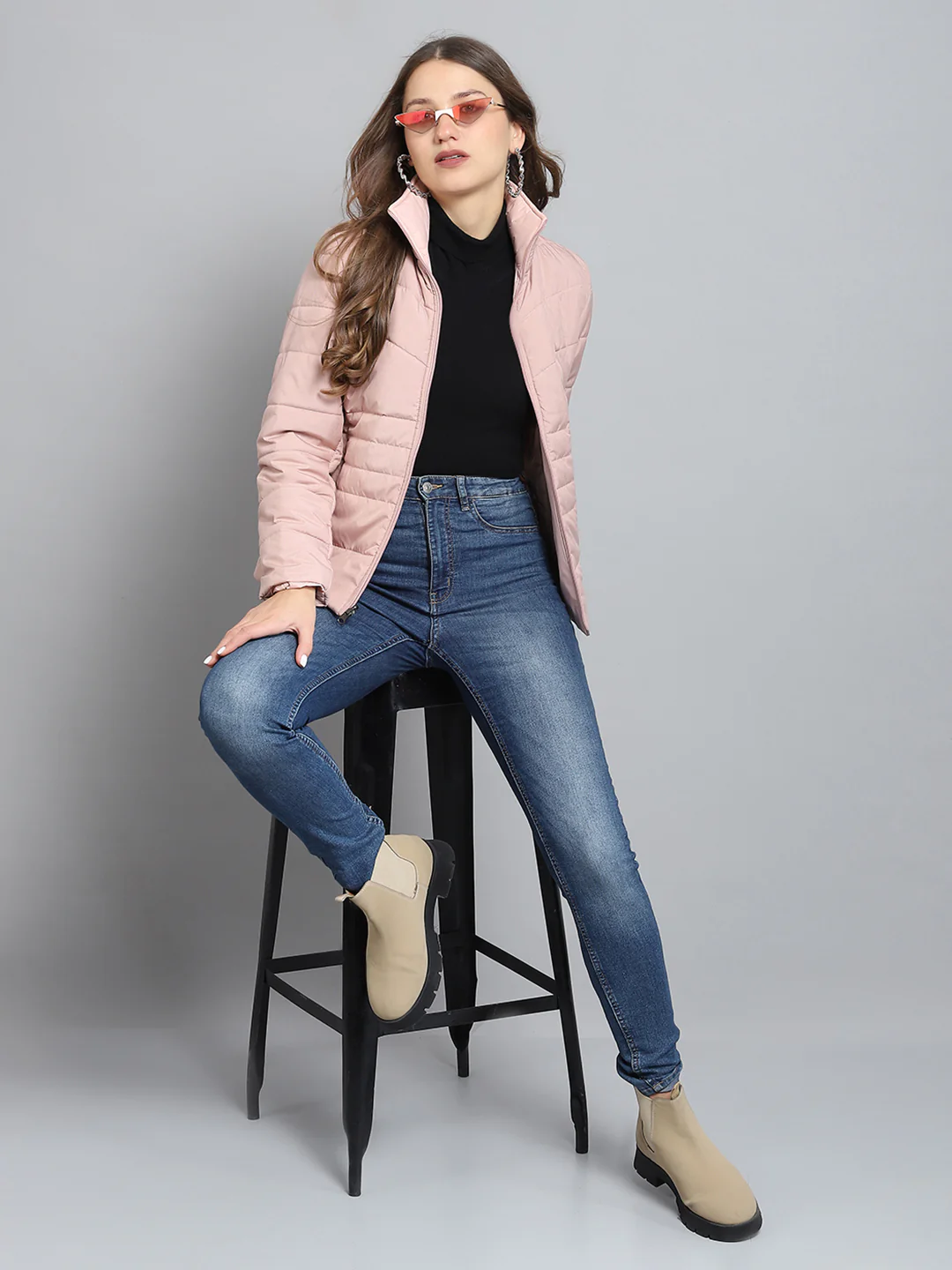 Women Pink Solid Collar Full Sleeve Reversible Jacket - Image 2