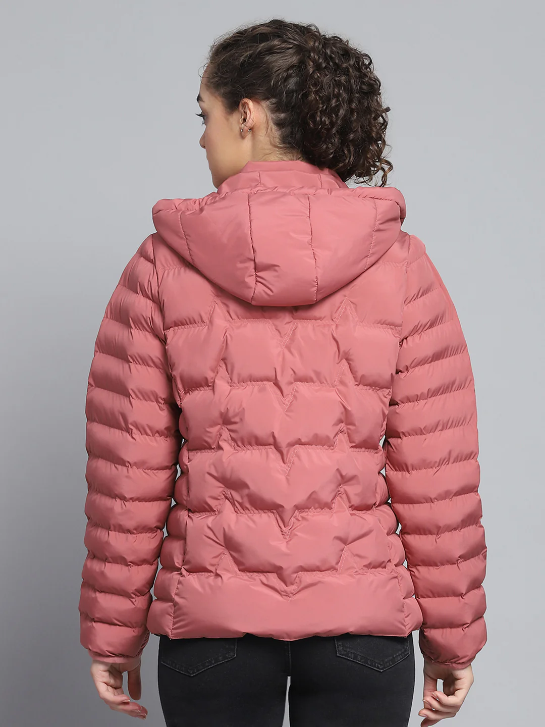 Women Pink Solid Detachable Hood Full Sleeve Jacket - Image 5