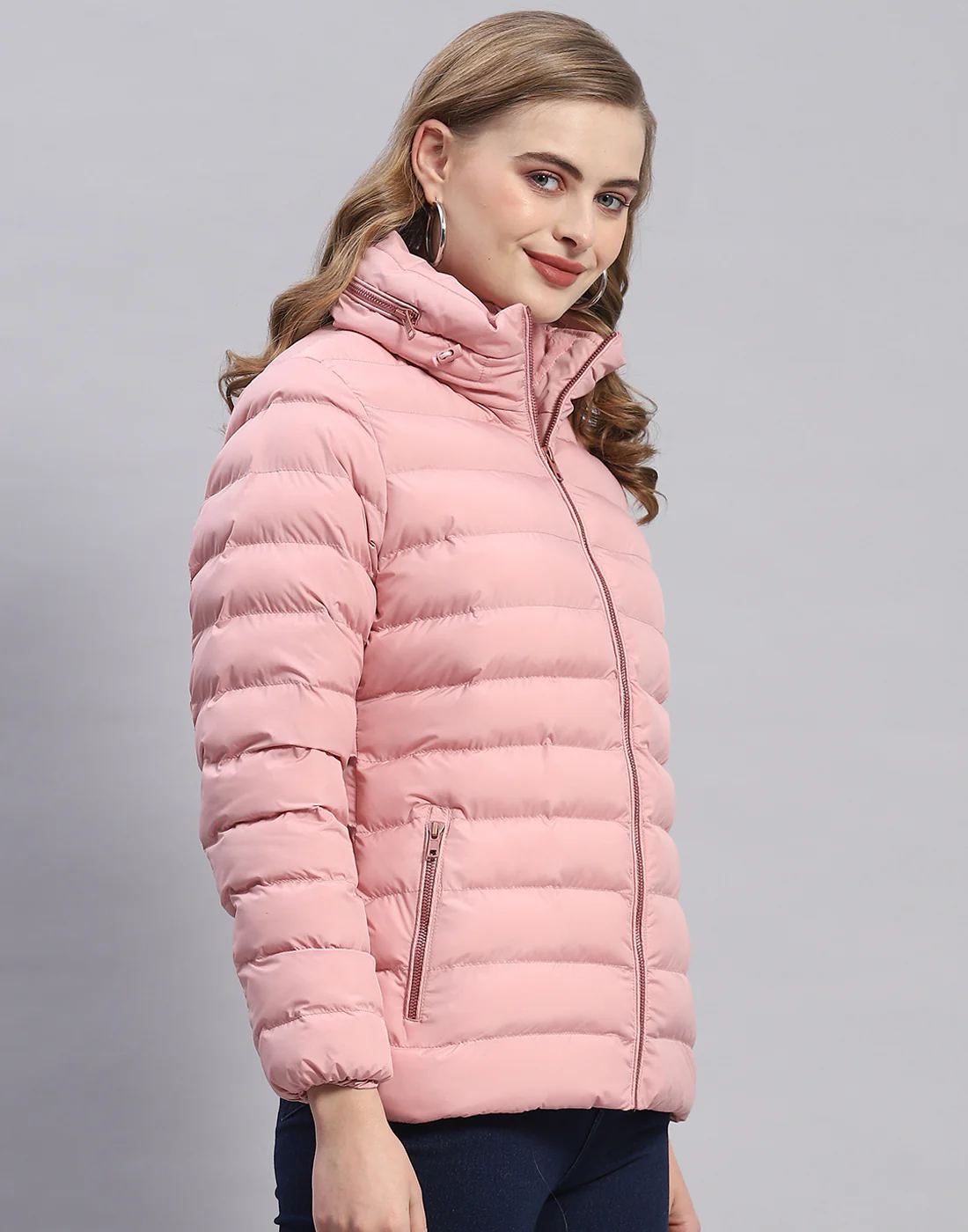 Women Pink Solid H Neck Full Sleeve Jacket - Image 4