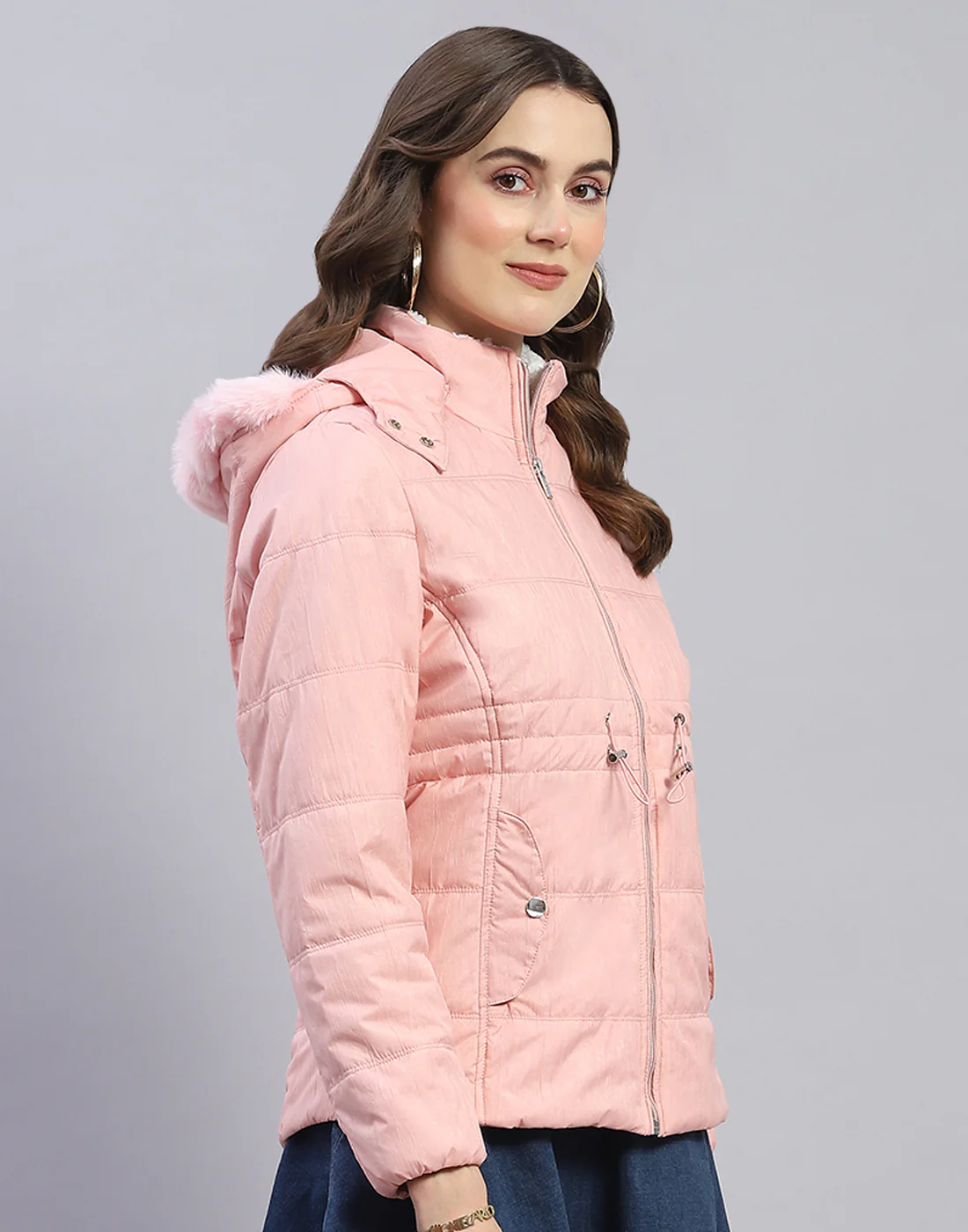 Women Pink Solid Hooded Full Sleeve Jacket - Image 4