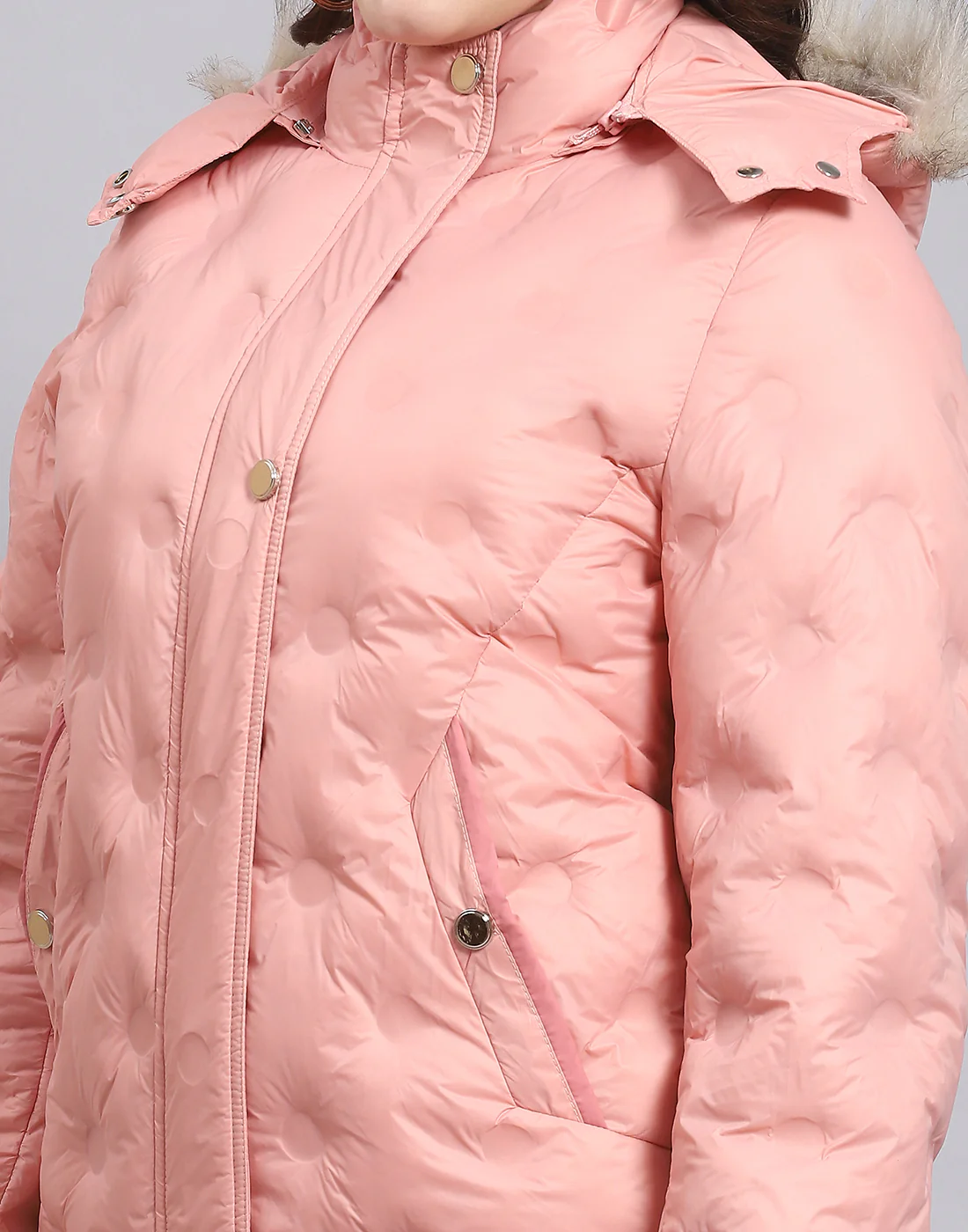 Women Pink Solid Hooded Full Sleeve Jacket - Image 7