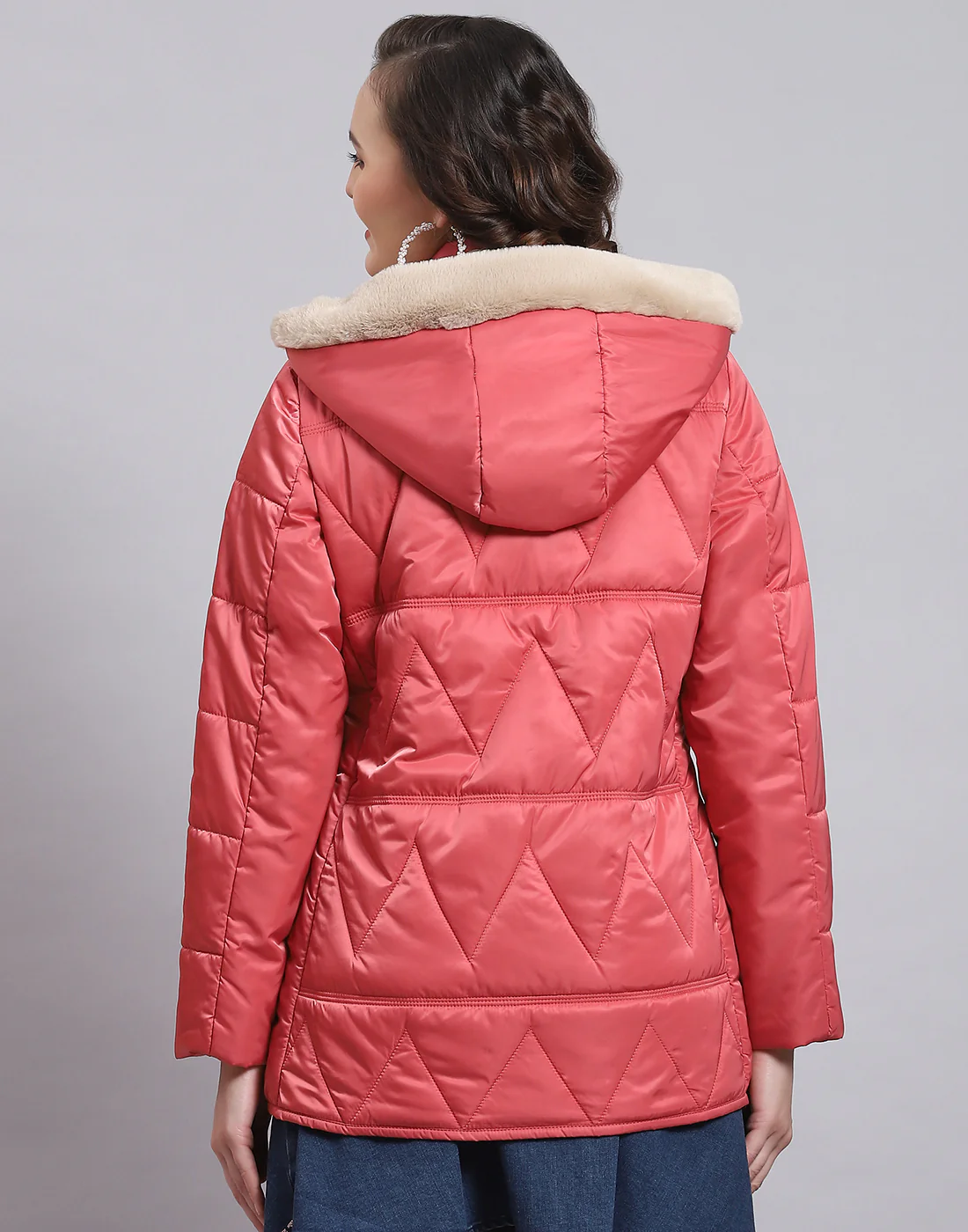 Women Pink Solid Hooded Full Sleeve Jacket - Image 6