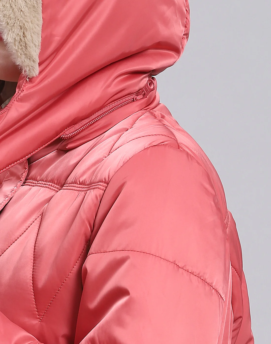 Women Pink Solid Hooded Full Sleeve Jacket - Image 8