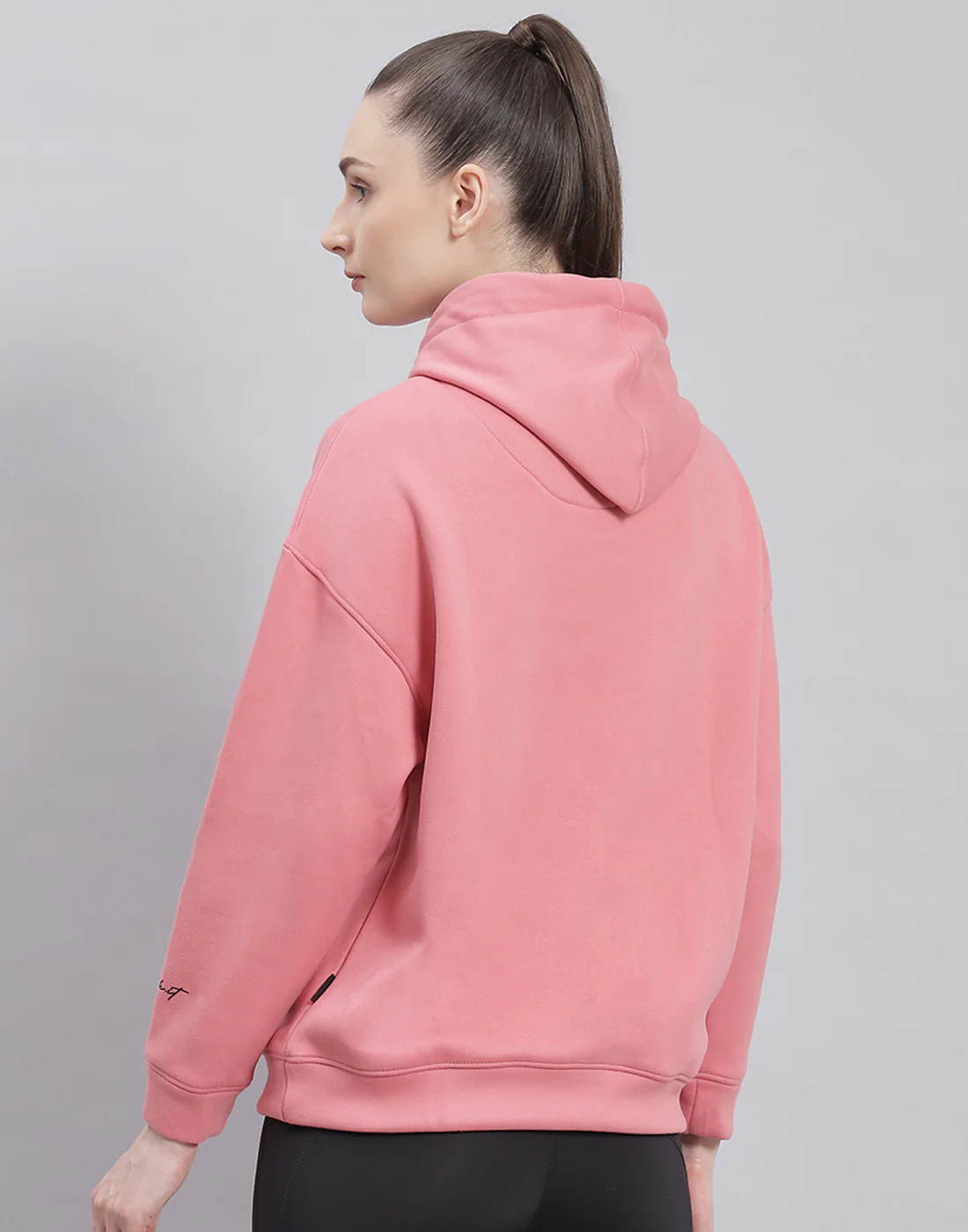 Rock.it Women Pink Solid Hooded Full Sleeve Sweatshirt - Image 5