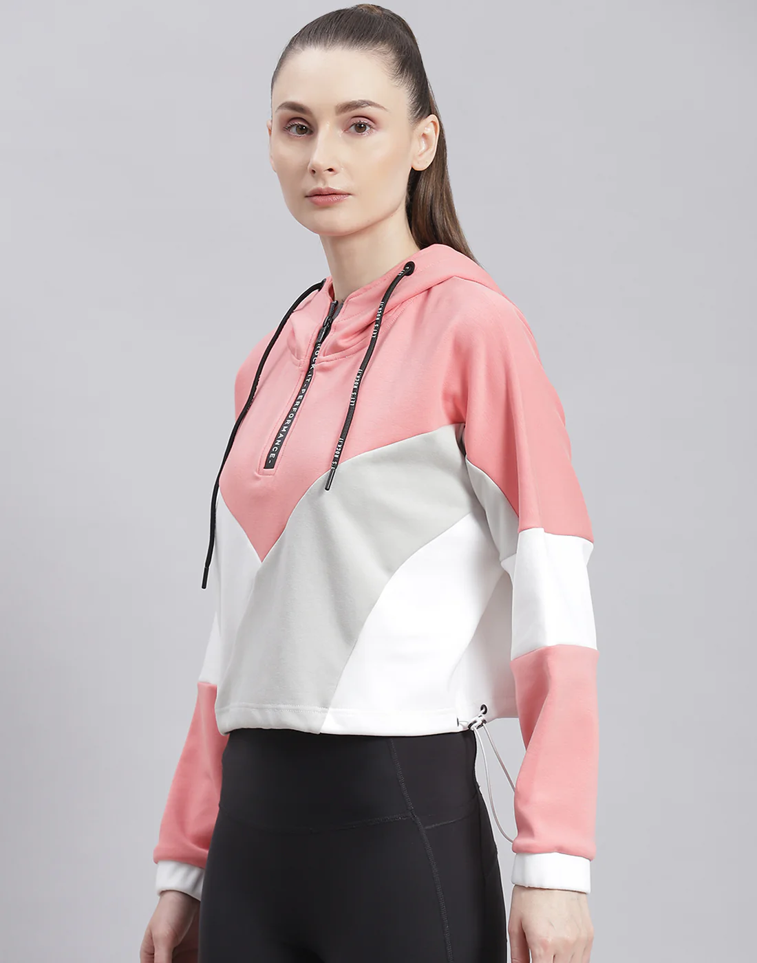 Rock.it Women Pink Solid Hooded Full Sleeve Sweatshirt - Image 3