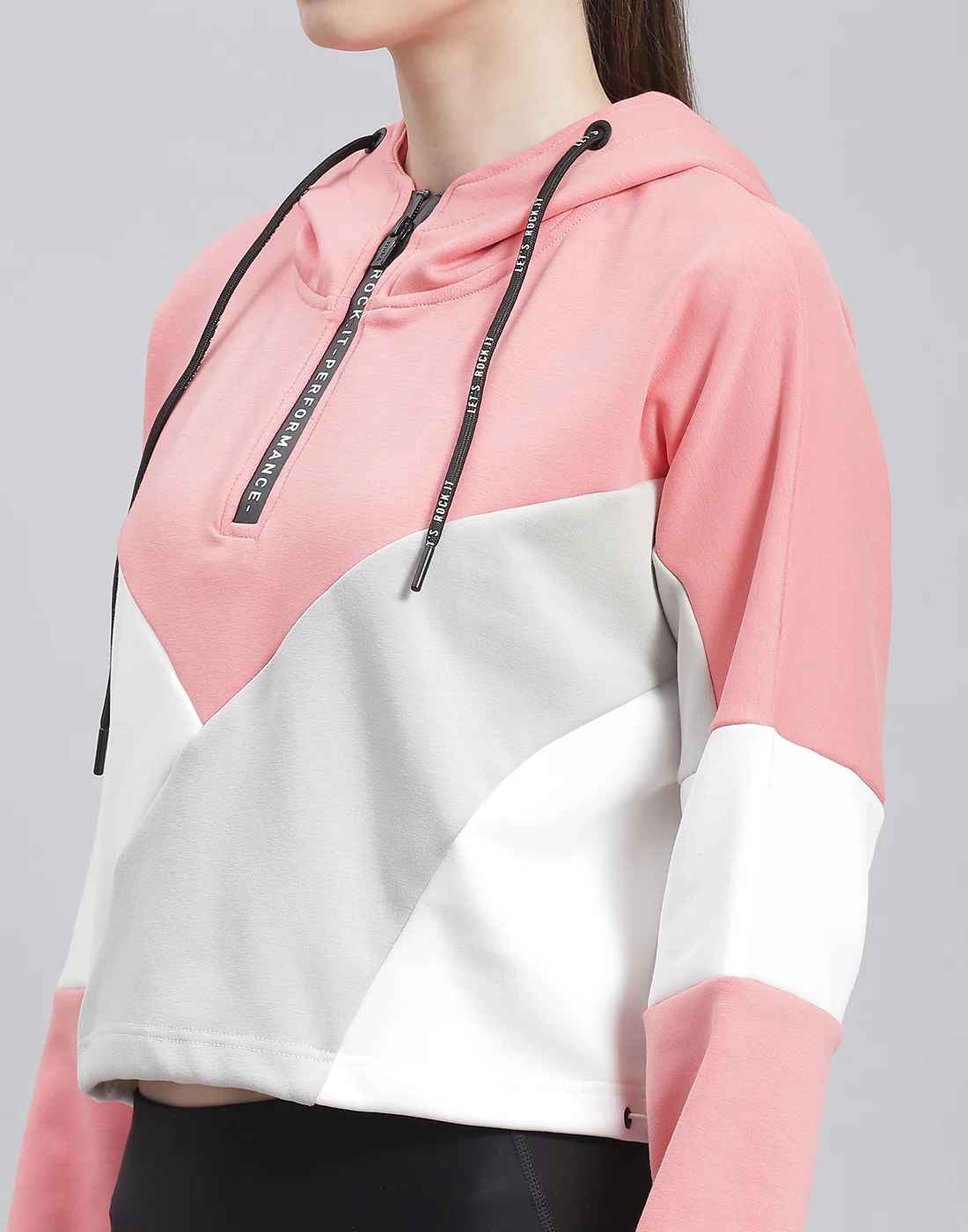 Rock.it Women Pink Solid Hooded Full Sleeve Sweatshirt - Image 6