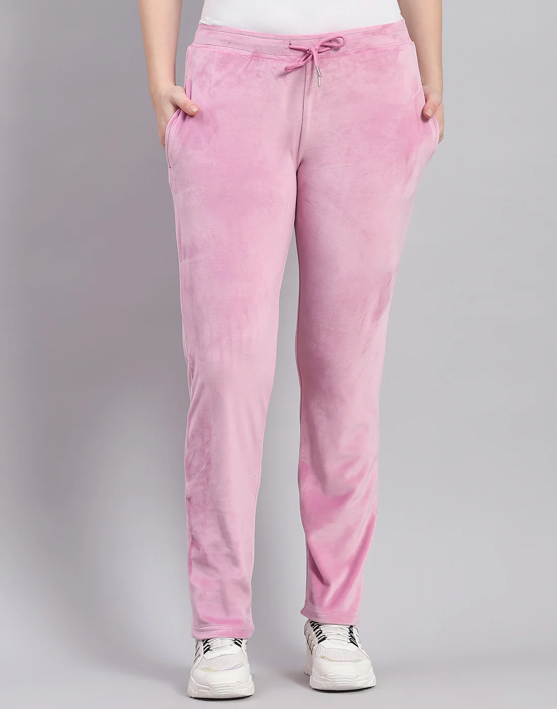 Women Pink Solid Hooded Full Sleeve Tracksuit - Image 7