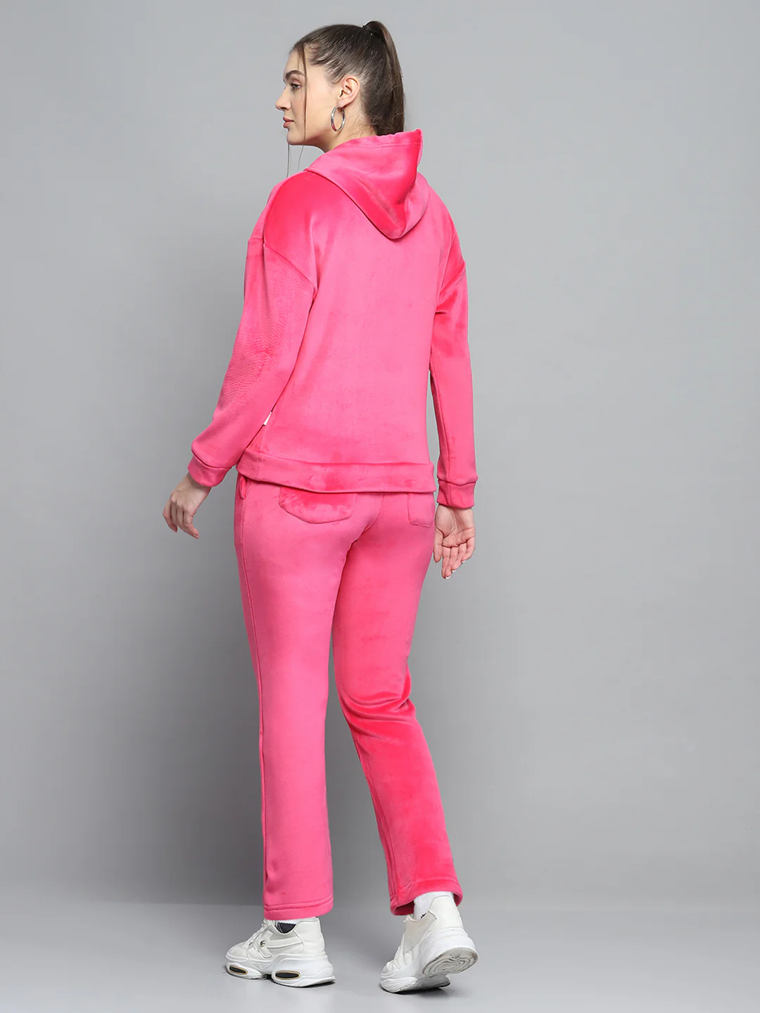 Rock.it Women Pink Solid Hooded Full Sleeve Tracksuit - Image 5