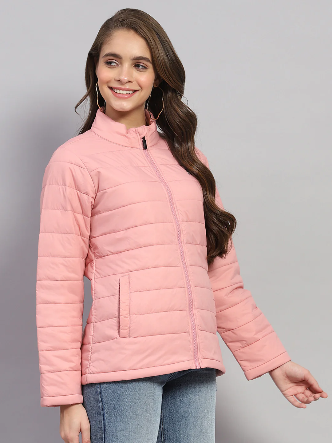 Rock.it Women Pink Solid Mock Neck Full Sleeve Jacket - Image 4