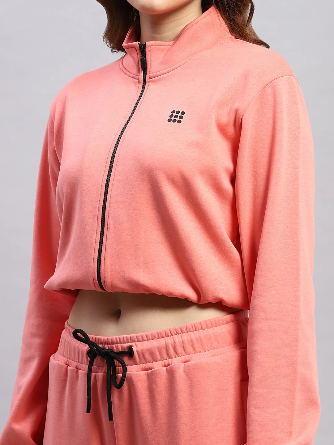 Rock.it Women Pink Solid Mock Neck Full Sleeve Tracksuit - Image 7