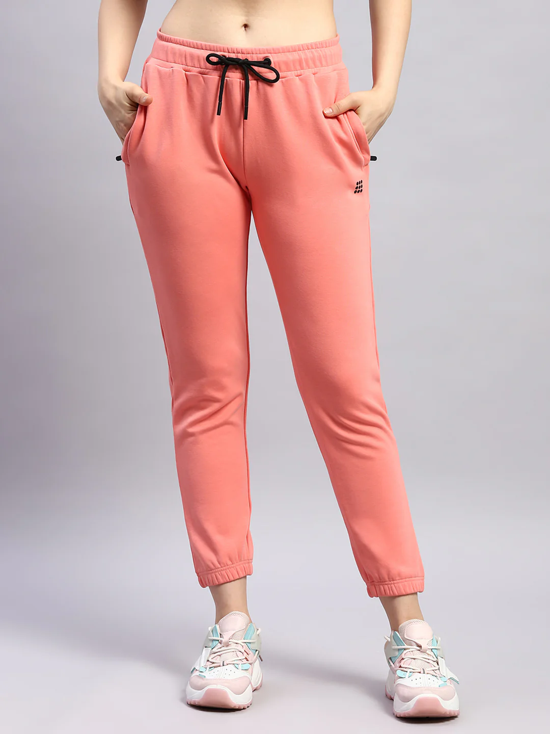 Rock.it Women Pink Solid Mock Neck Full Sleeve Tracksuit - Image 8