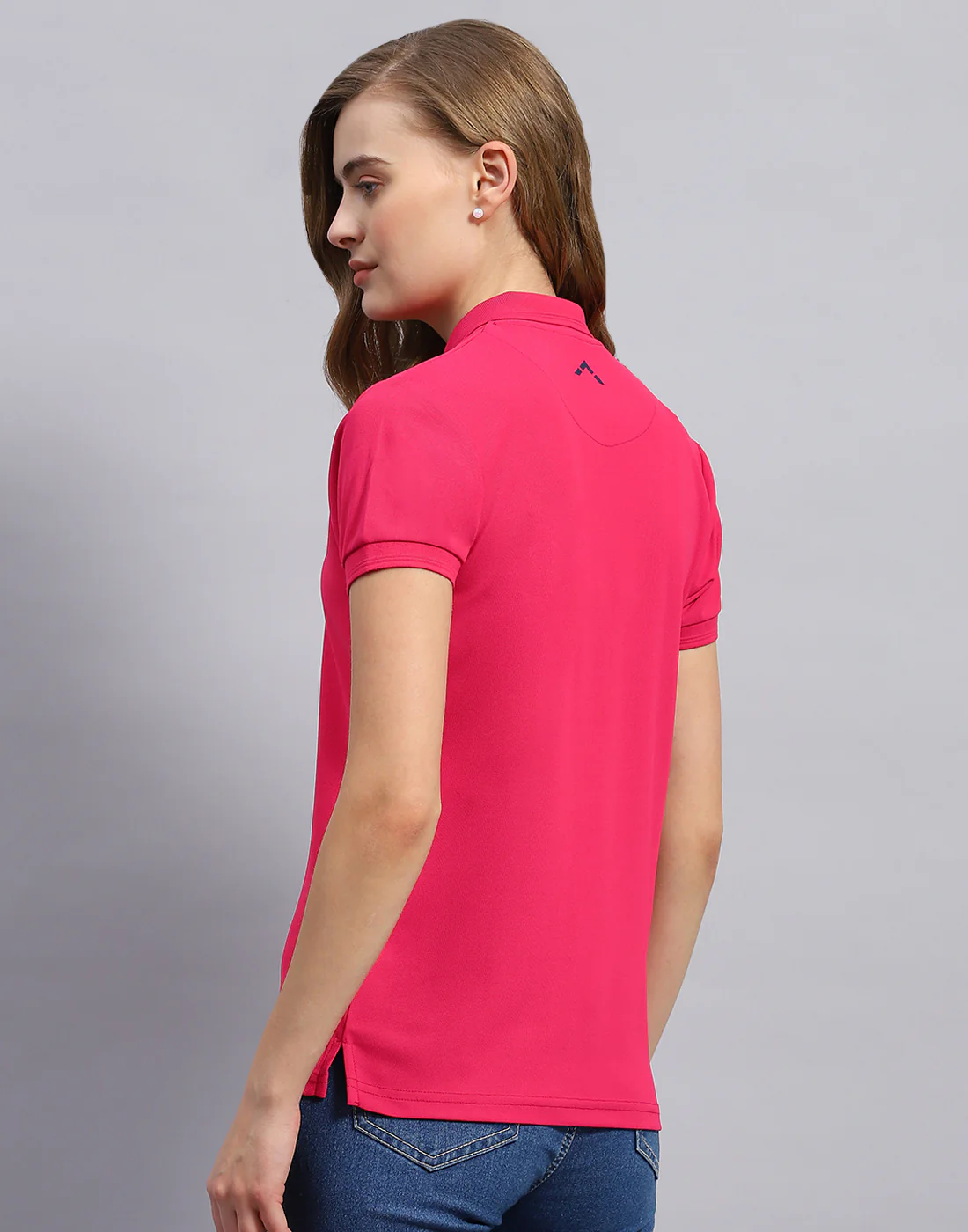 Rock.it Women Pink Solid Polo Collar Half Sleeve T-Shirt - Image 5