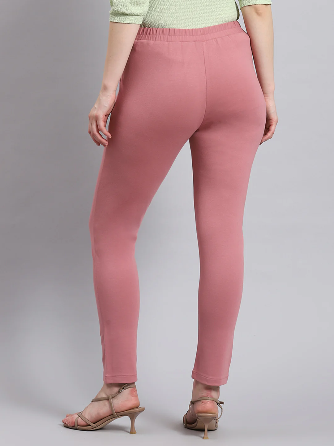 Women Pink Solid Regular Fit Jegging - Image 4