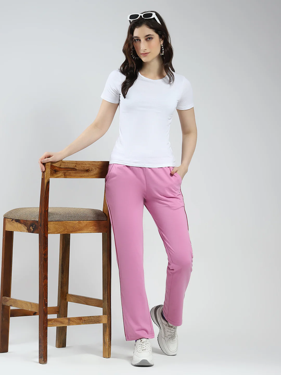 Women Pink Solid Regular Fit Lower - Image 2