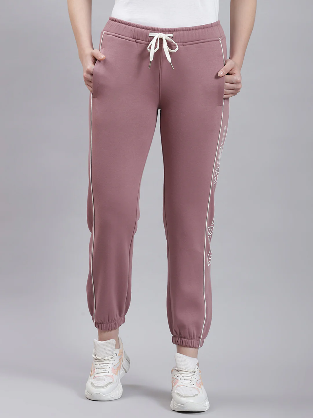 Women Pink Solid Regular Fit Winter Lowers - Image 2