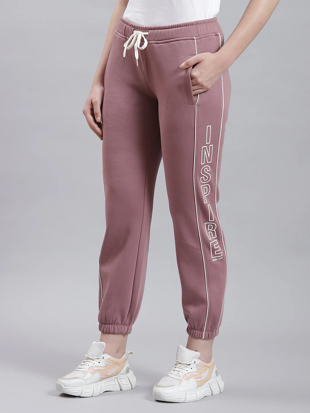 Women Pink Solid Regular Fit Winter Lowers - Image 3