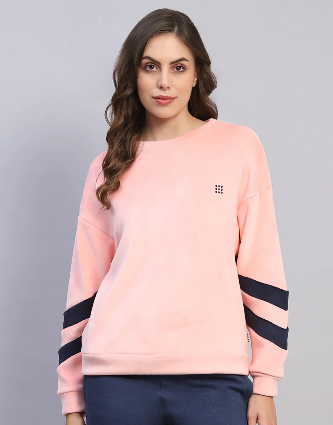 Rock.it Women Pink Solid Round Neck Full Sleeve Sweatshirt - Image 2