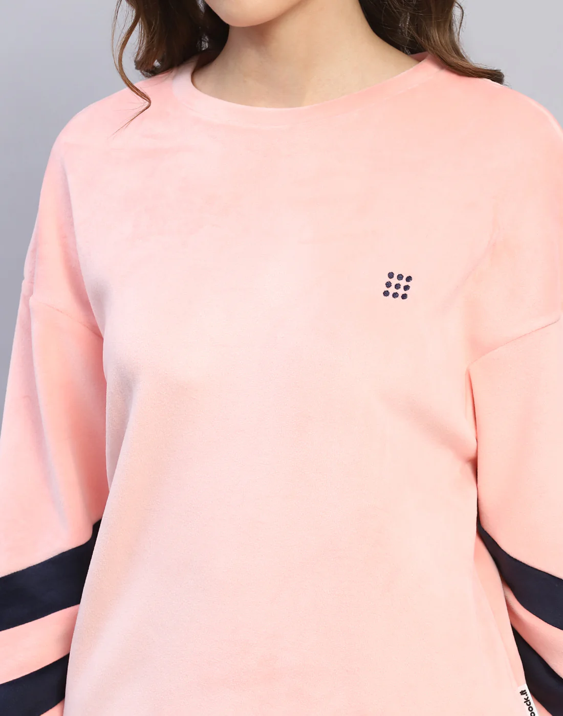 Rock.it Women Pink Solid Round Neck Full Sleeve Sweatshirt - Image 6