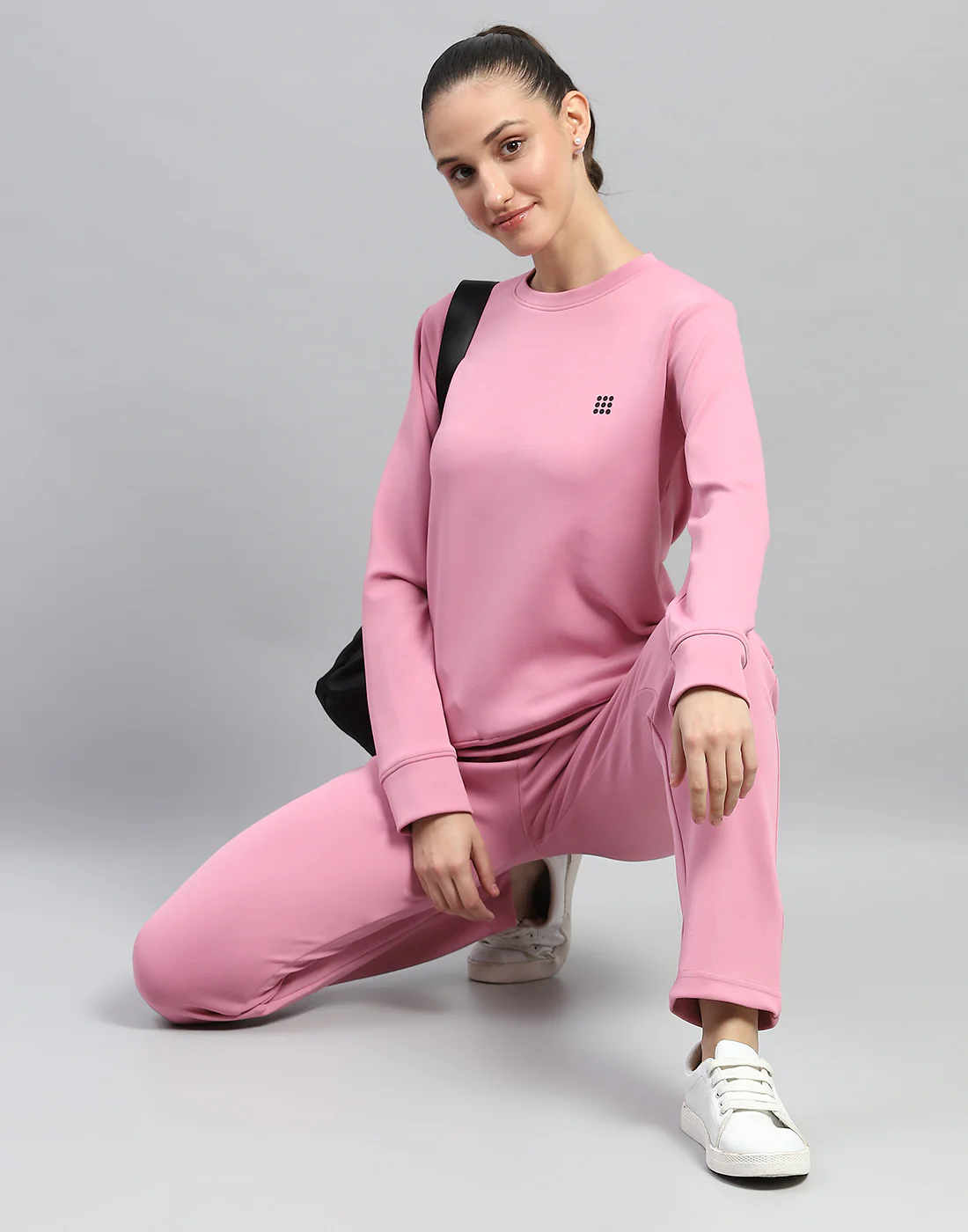 Rock.it Women Pink Solid Round Neck Full Sleeve Cords Set