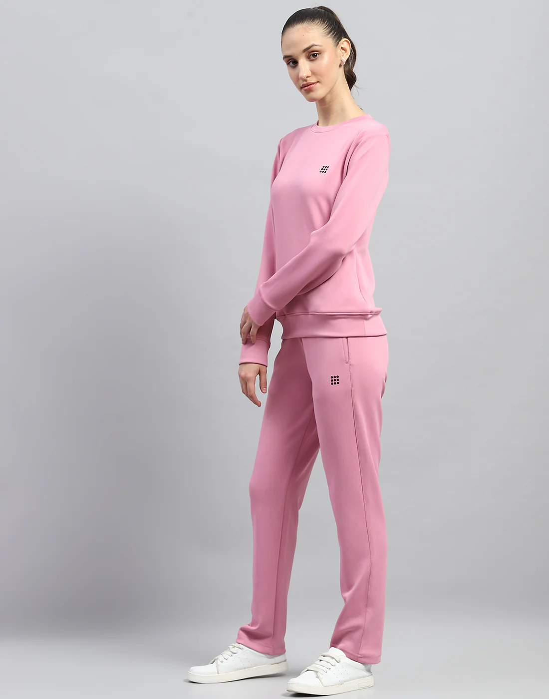 Rock.it Women Pink Solid Round Neck Full Sleeve Cords Set - Image 3