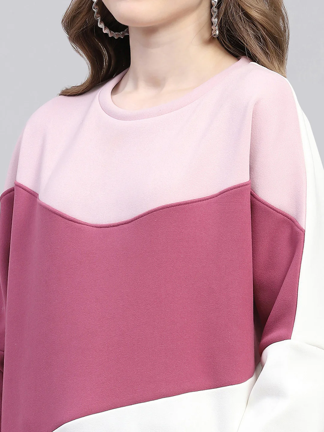 Women Pink Solid Round Neck Full Sleeve Tracksuit - Image 7