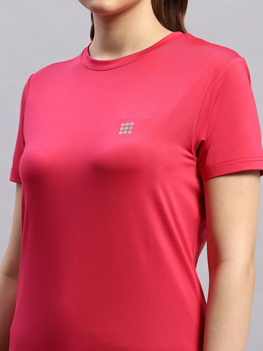 Rock.it Women Pink Solid Round Neck Half Sleeve Top - Image 7