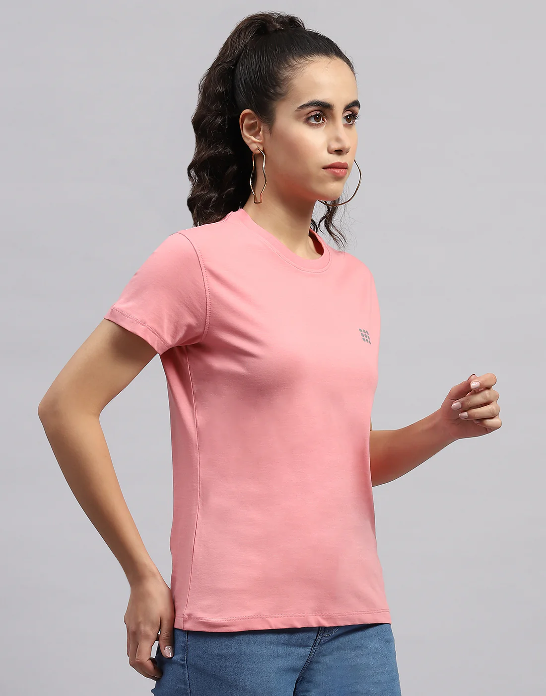 Rock.it Women Pink Solid Round Neck Half Sleeve Top - Image 4