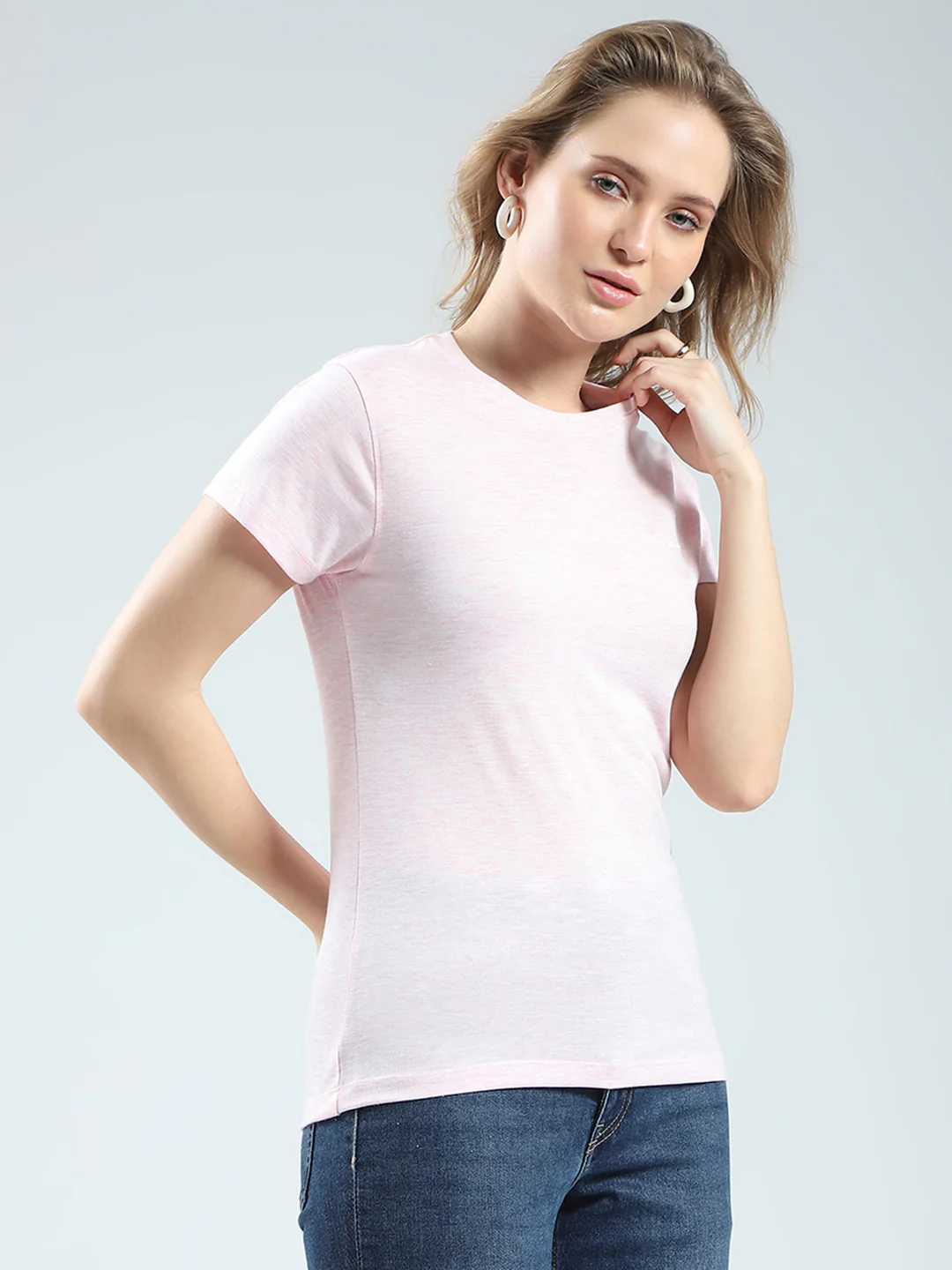 Rock.it Women Pink Solid Round Neck Half Sleeve Top - Image 4