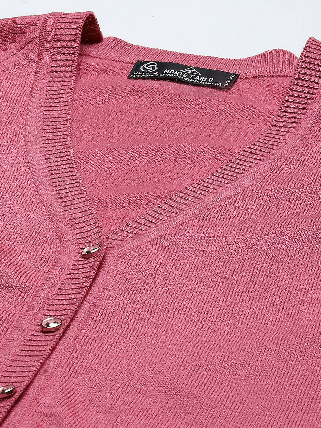 Women Pink Solid V Neck Full Sleeve Cardigan - Image 7