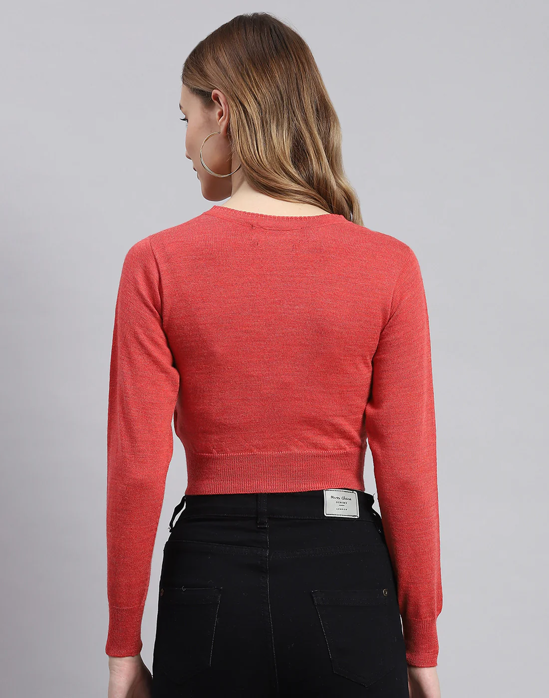 Women Pink Solid V Neck Full Sleeve Sweater - Image 6