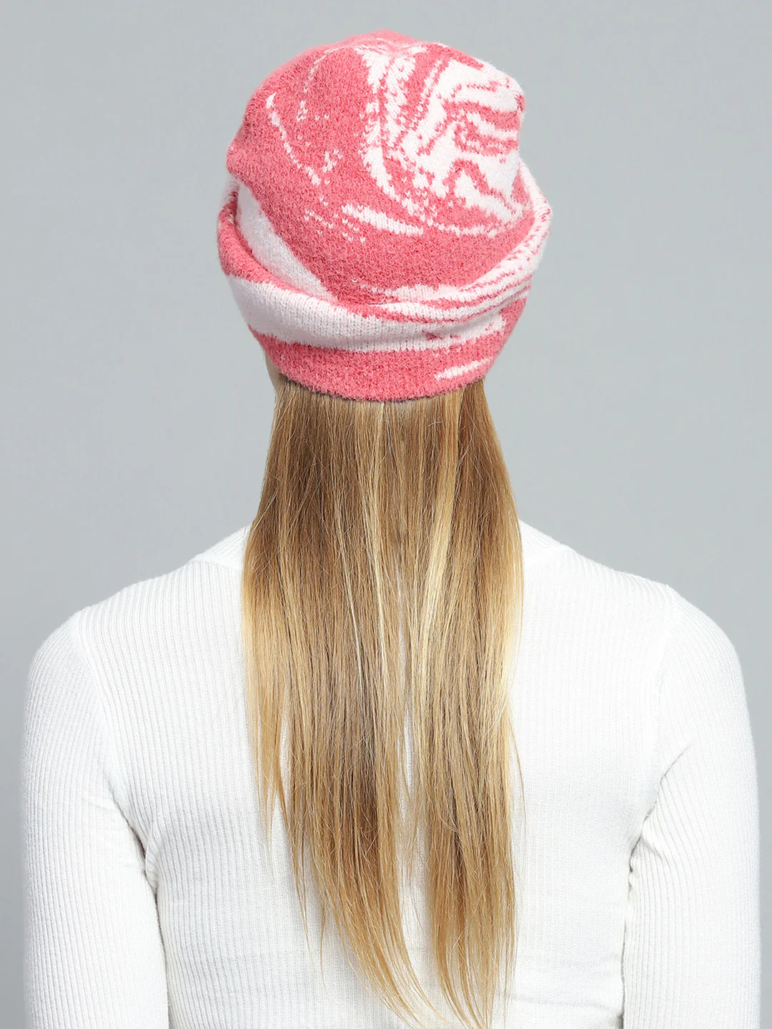 Women Pink & White Self Design Cap - Image 5