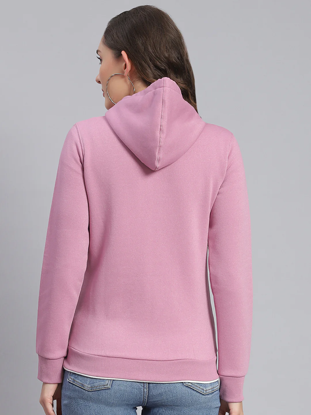 Women Purple Embroidered Hooded Full Sleeve Sweatshirts - Image 4