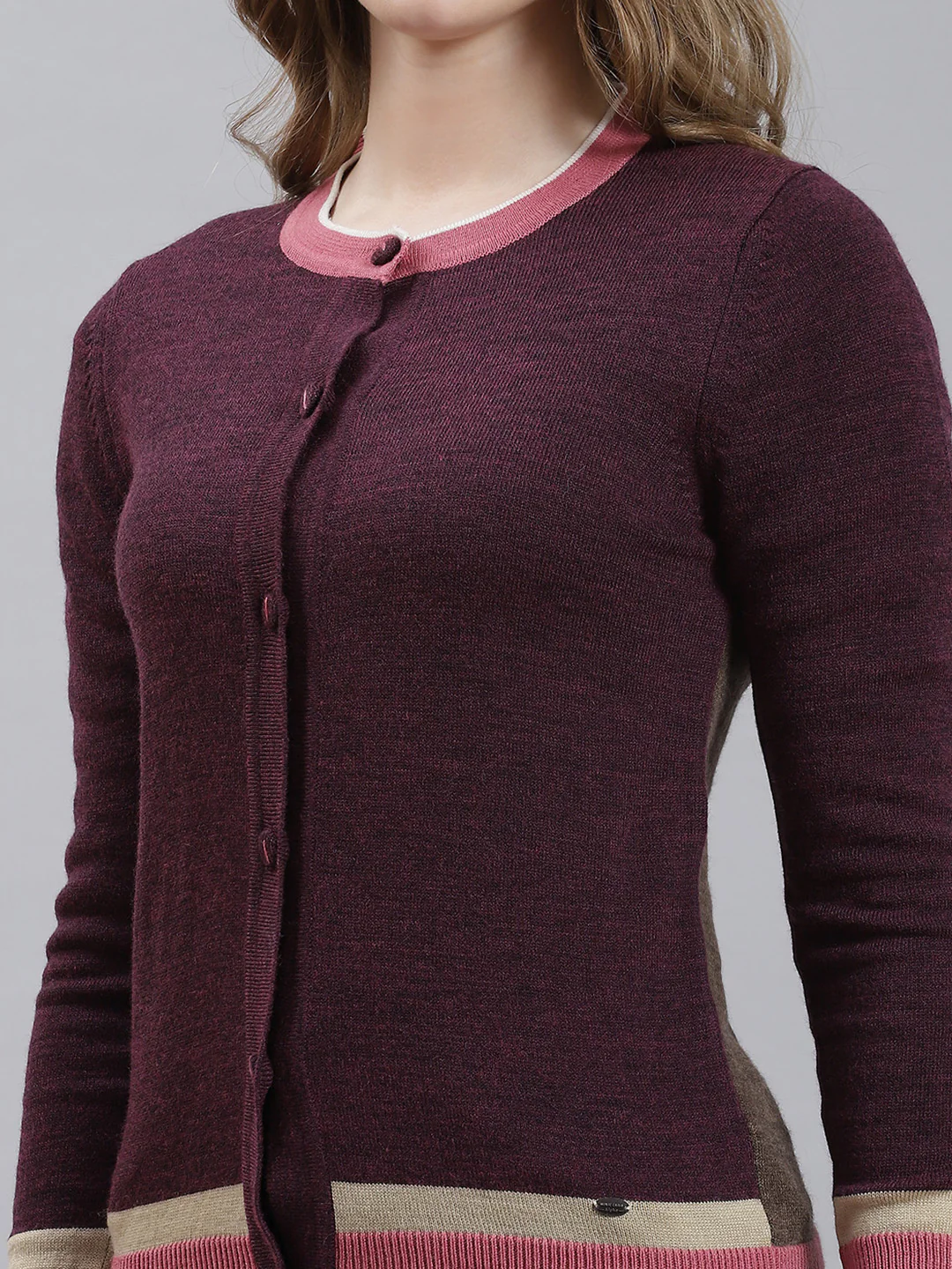 Women Purple Plain Cardigan - Image 6