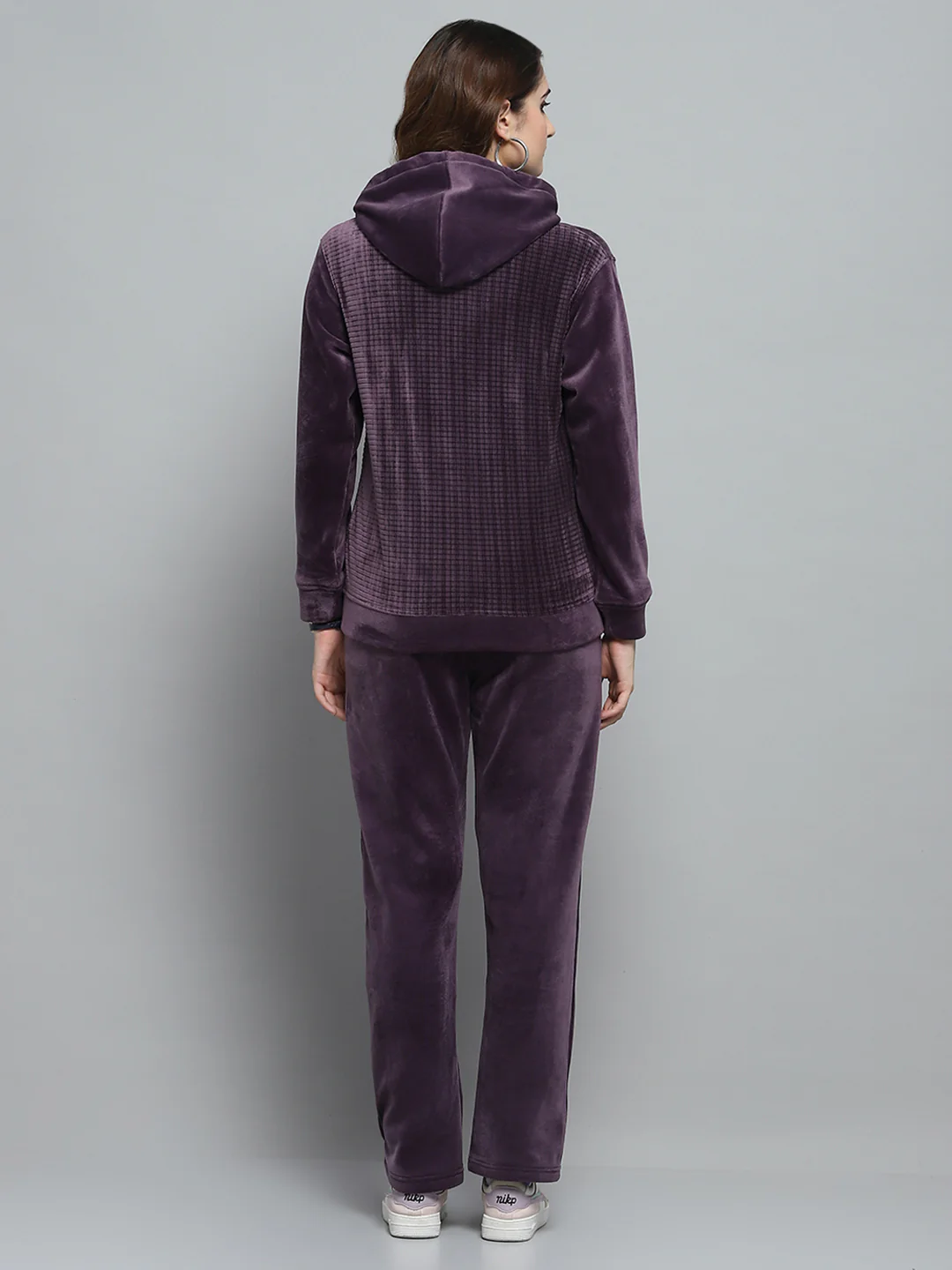 Women Purple Printed Hooded Full Sleeve Cords Set - Image 5