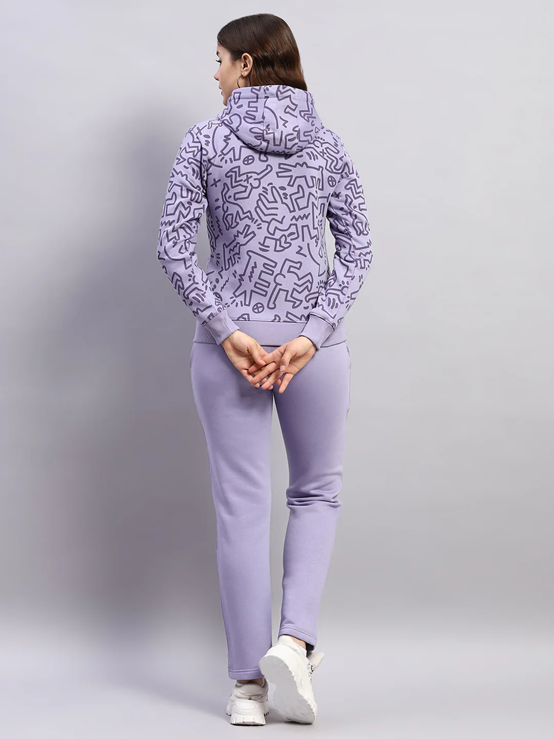 Rock.it Women Purple Printed Hooded Full Sleeve Tracksuit - Image 5