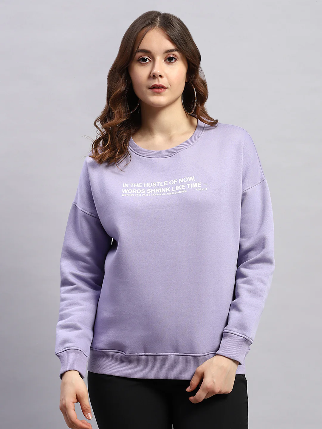 Rock.it Women Purple Printed Round Neck Full Sleeve Sweatshirt - Image 2