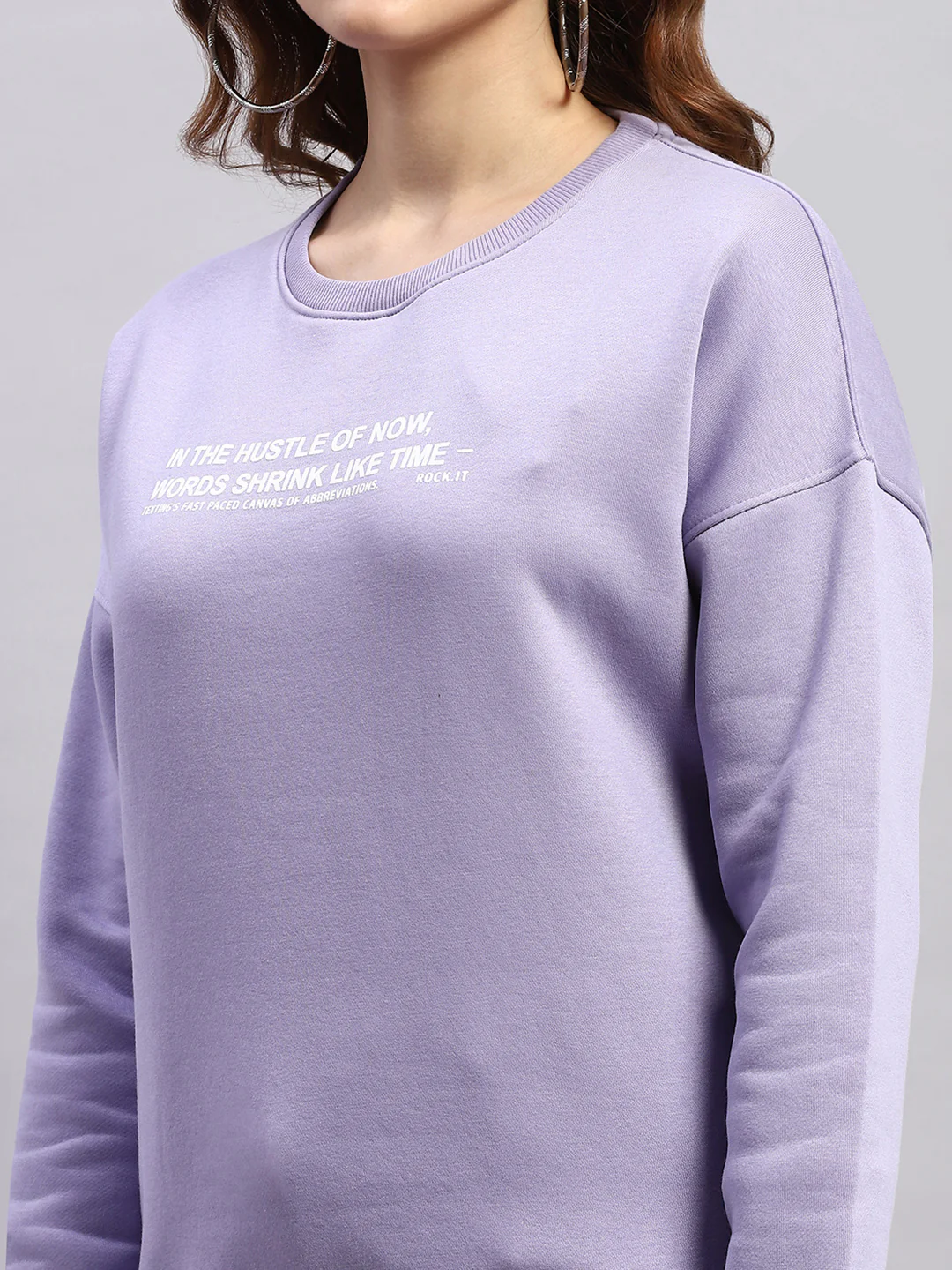 Rock.it Women Purple Printed Round Neck Full Sleeve Sweatshirt - Image 6