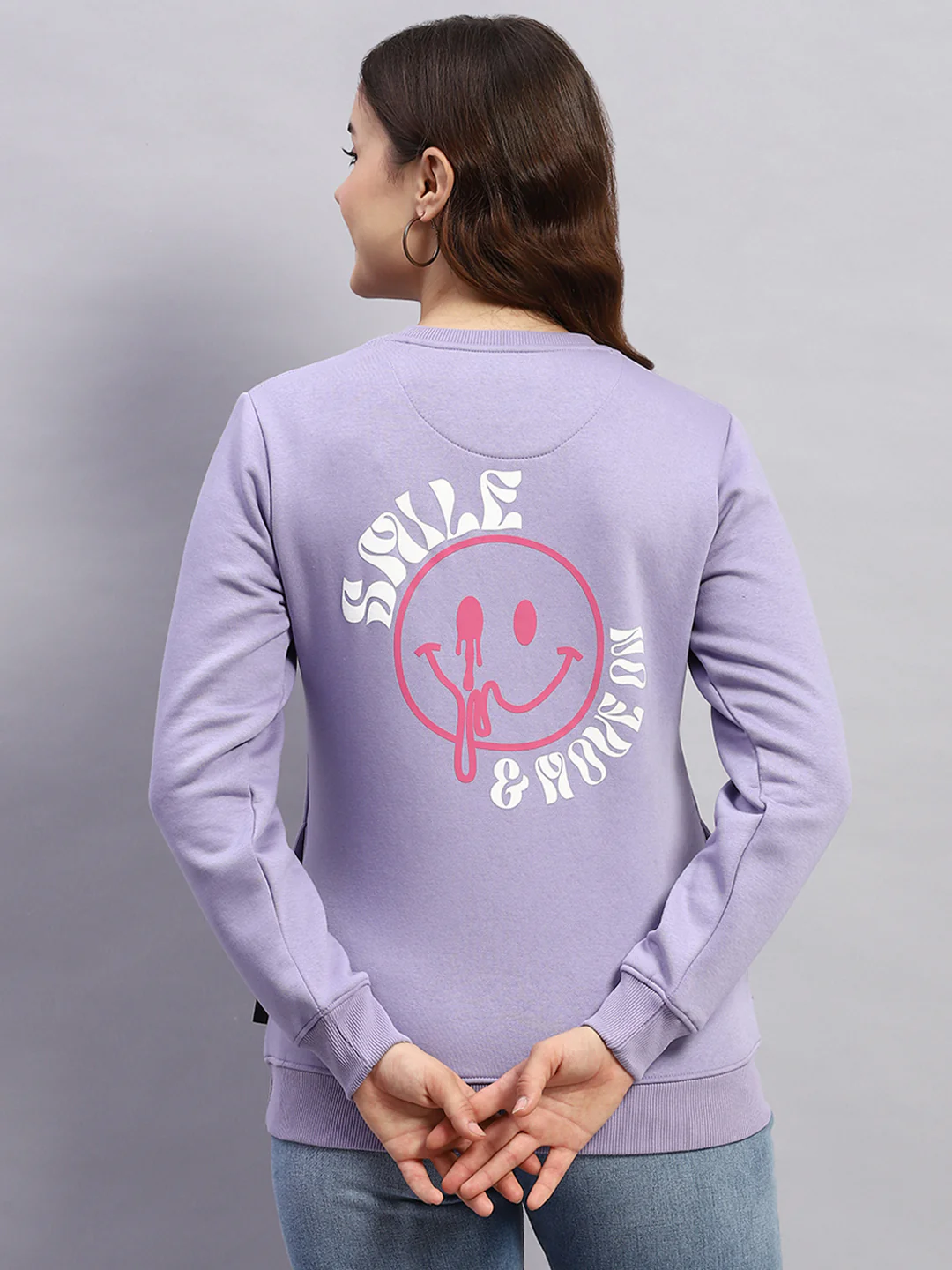 Rock.it Women Purple Printed Round Neck Full Sleeve Sweatshirt - Image 5